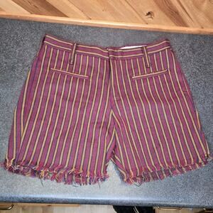 80s Anvil NWT Vertical Stripe‎ Facric Cut Off Shorts High Waisted 31" Waist